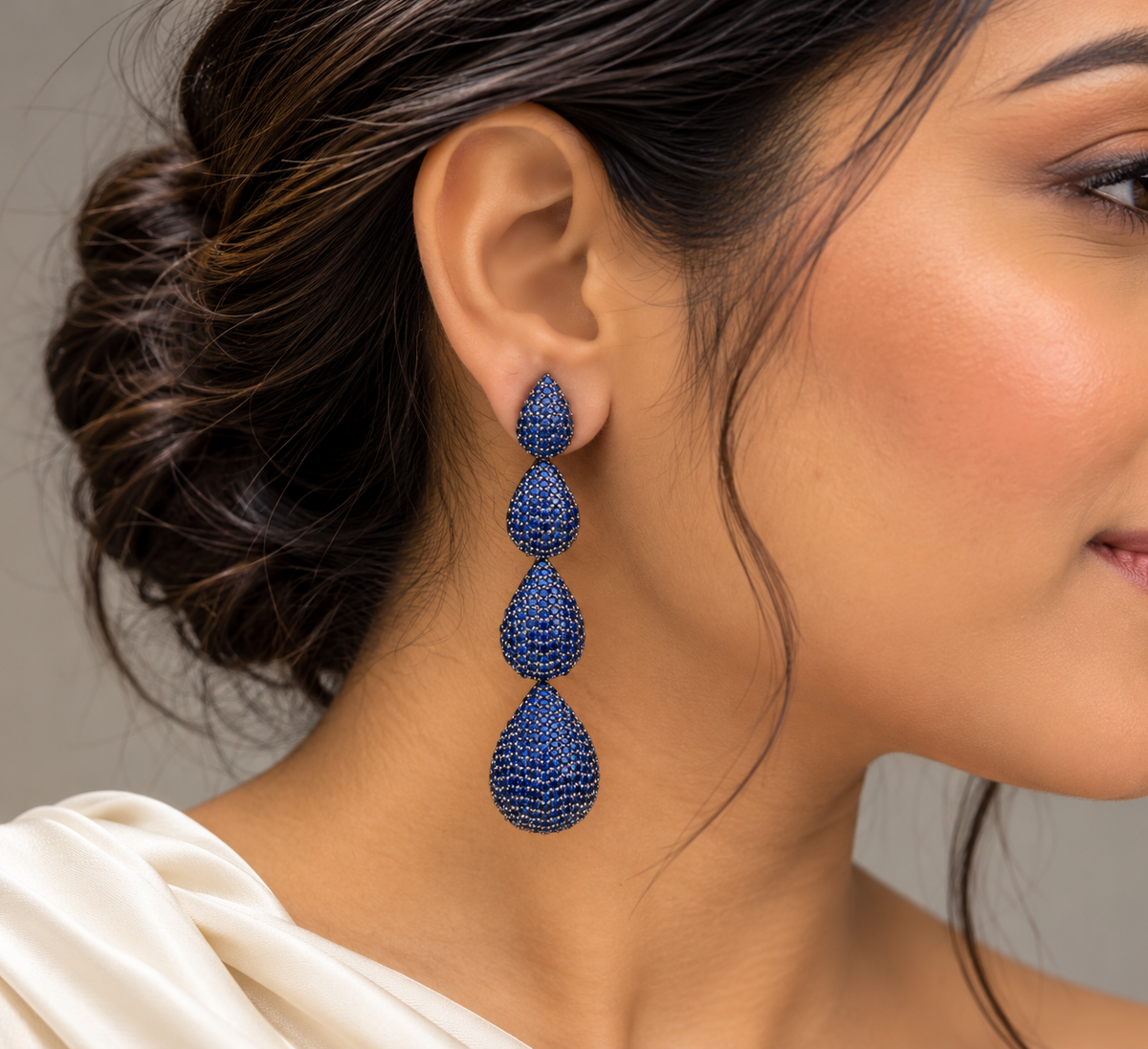 Ishika Victorian Earrings - Blue