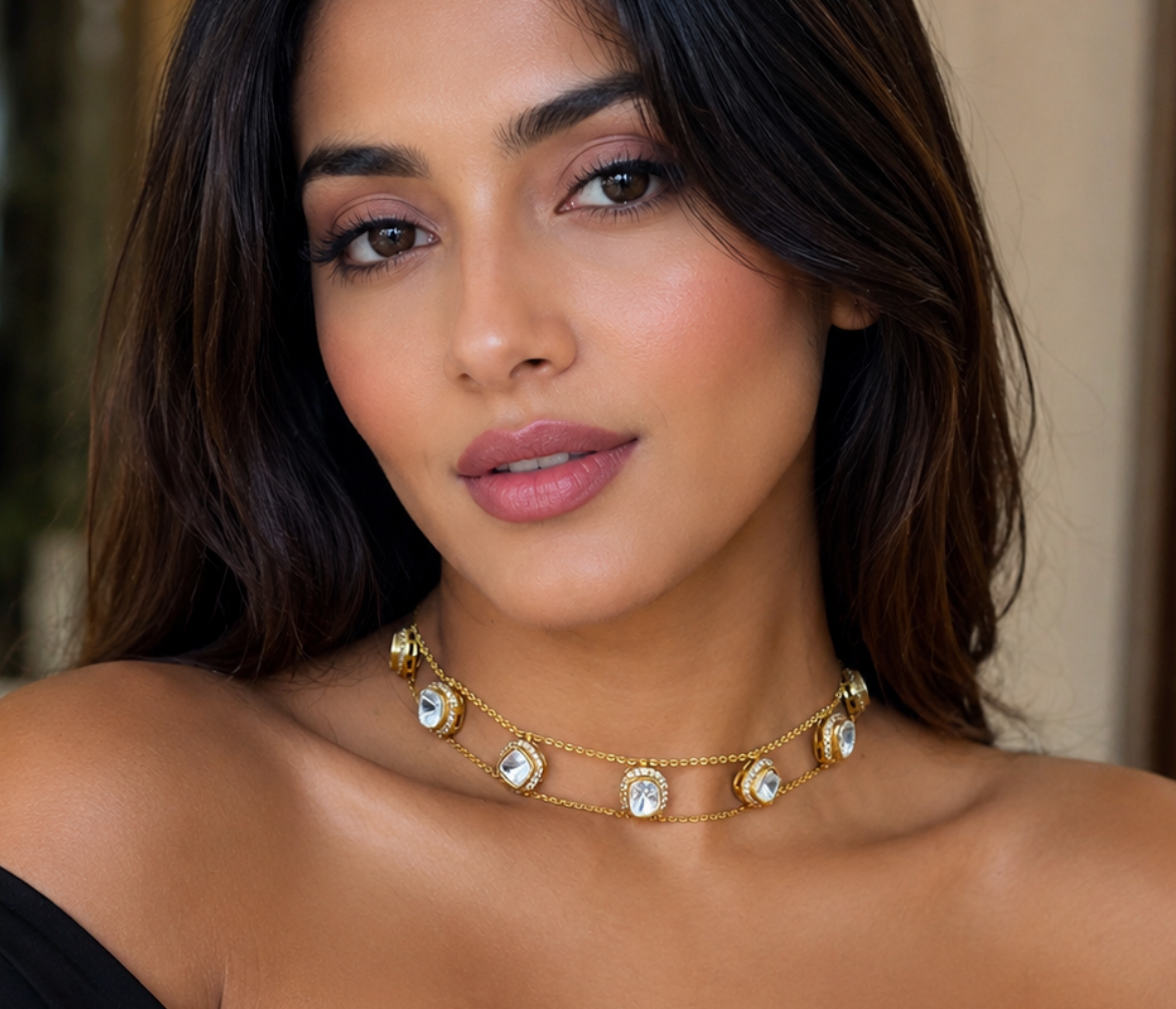 Manya Dainty Uncut Polki Choker Set
