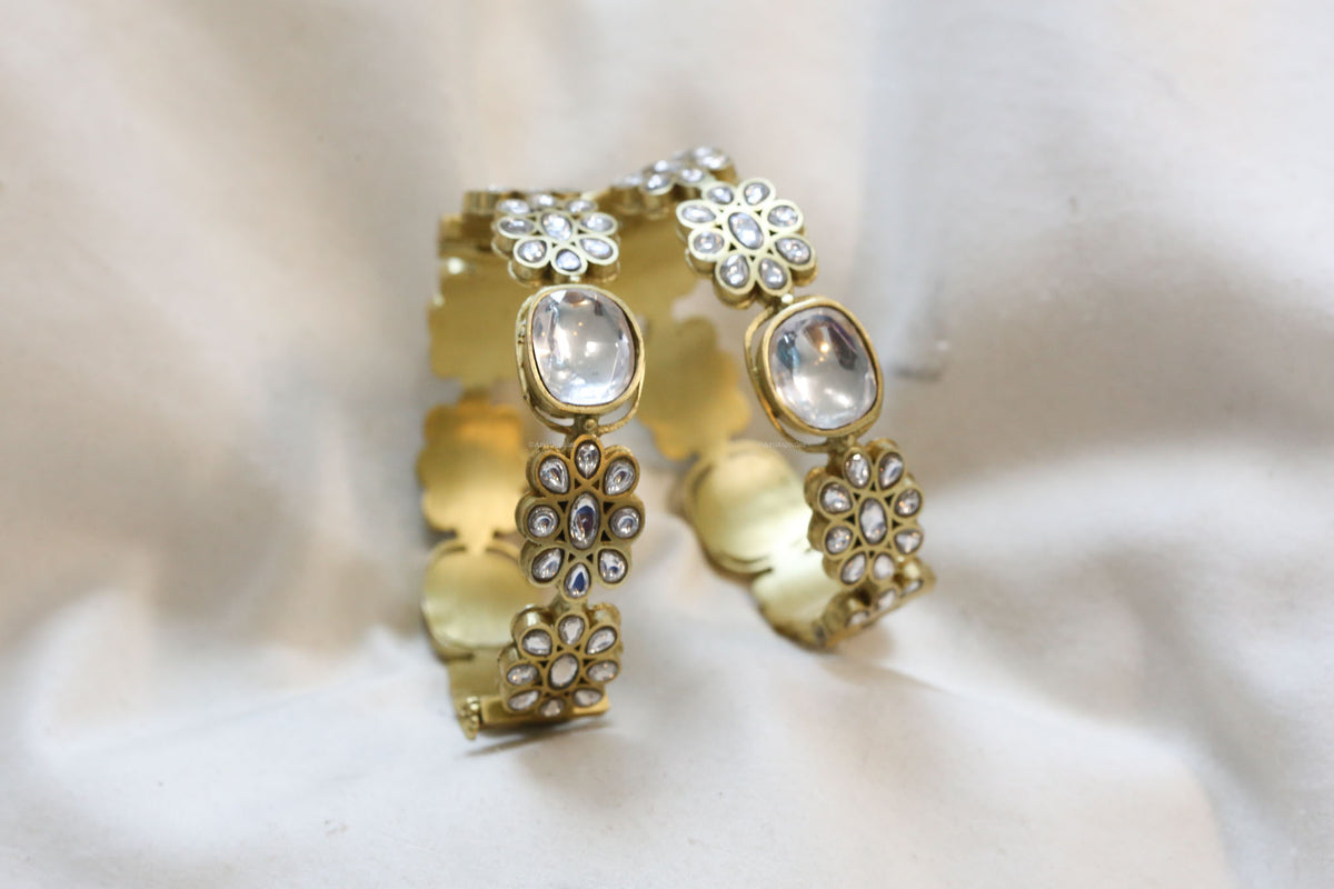 Designer Vintage Big Polki Statement Bangle (Openable)