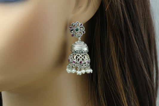 Kemp Stone Jhumka - Ruby Green