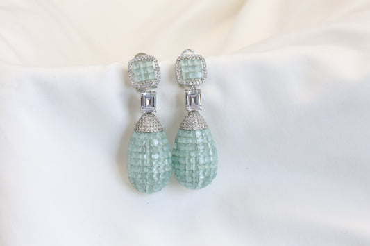 Long Invisible Settings Earrings -Mint