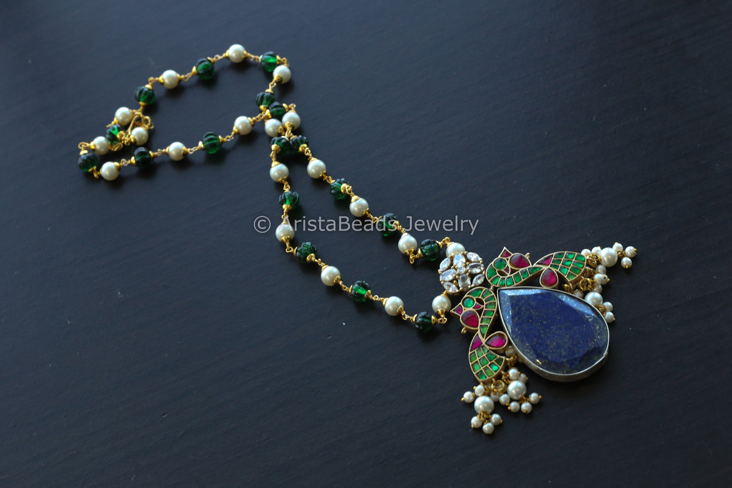 Kundan Jadau Fusion Necklace - Lapis