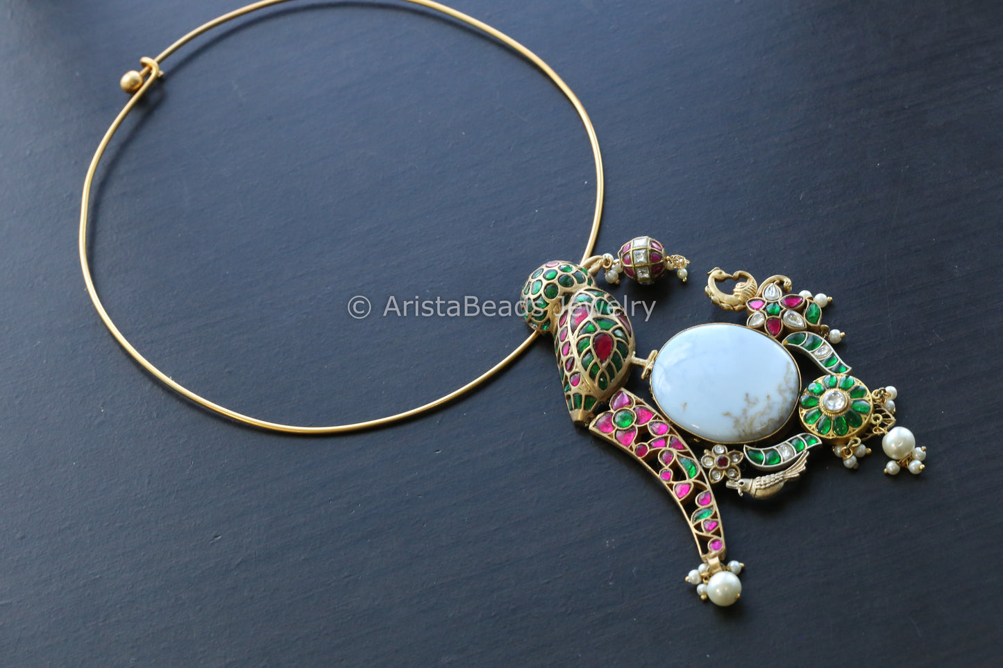 Multicolor Kundan Jadau Fusion Hasli Necklace - Larimar