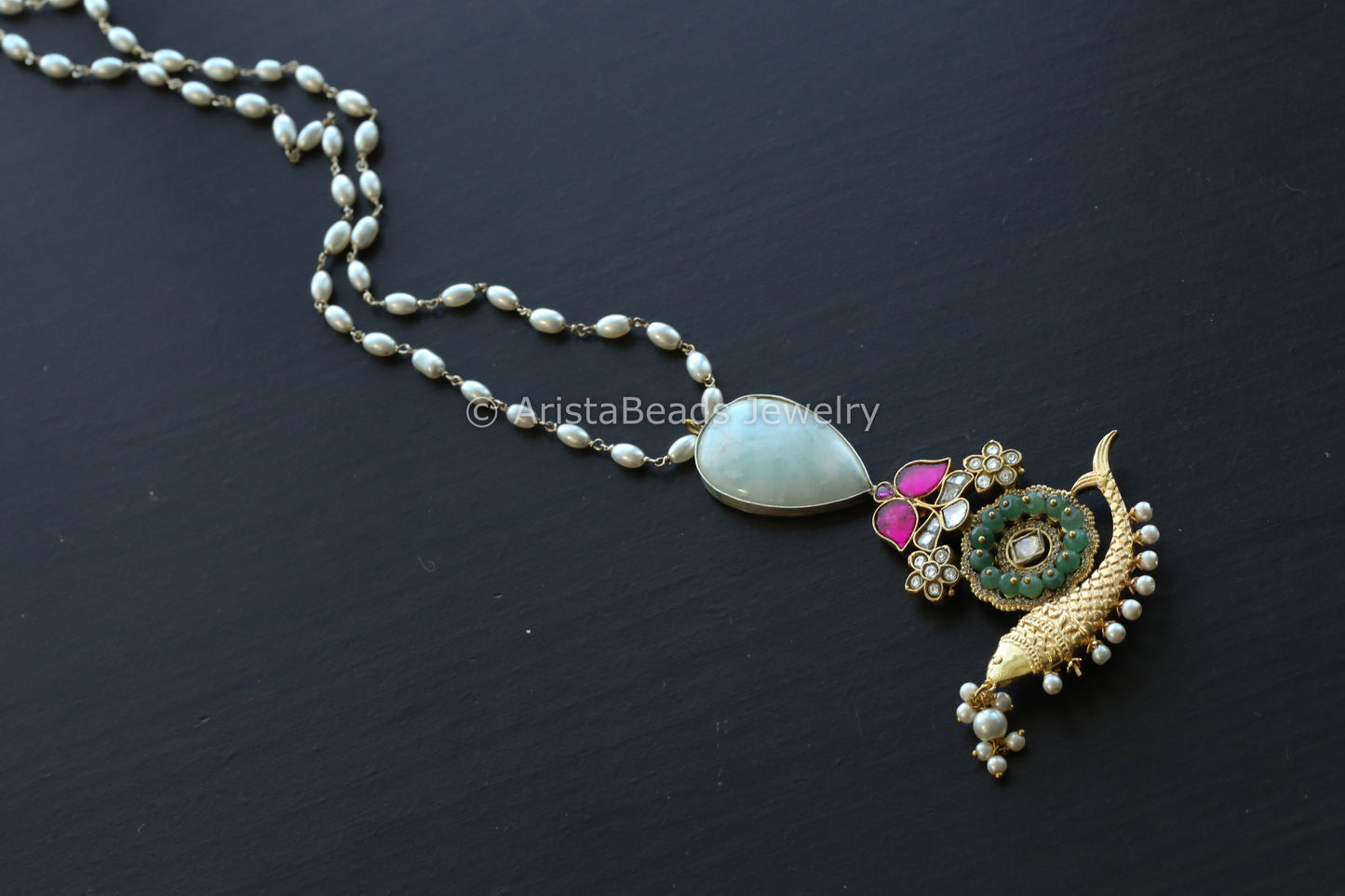 Kundan Jadau Fusion Necklace - Larimar