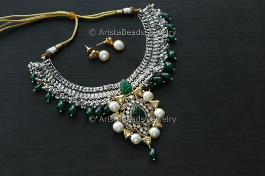 Contemporary Dual Tone Kundan Necklace