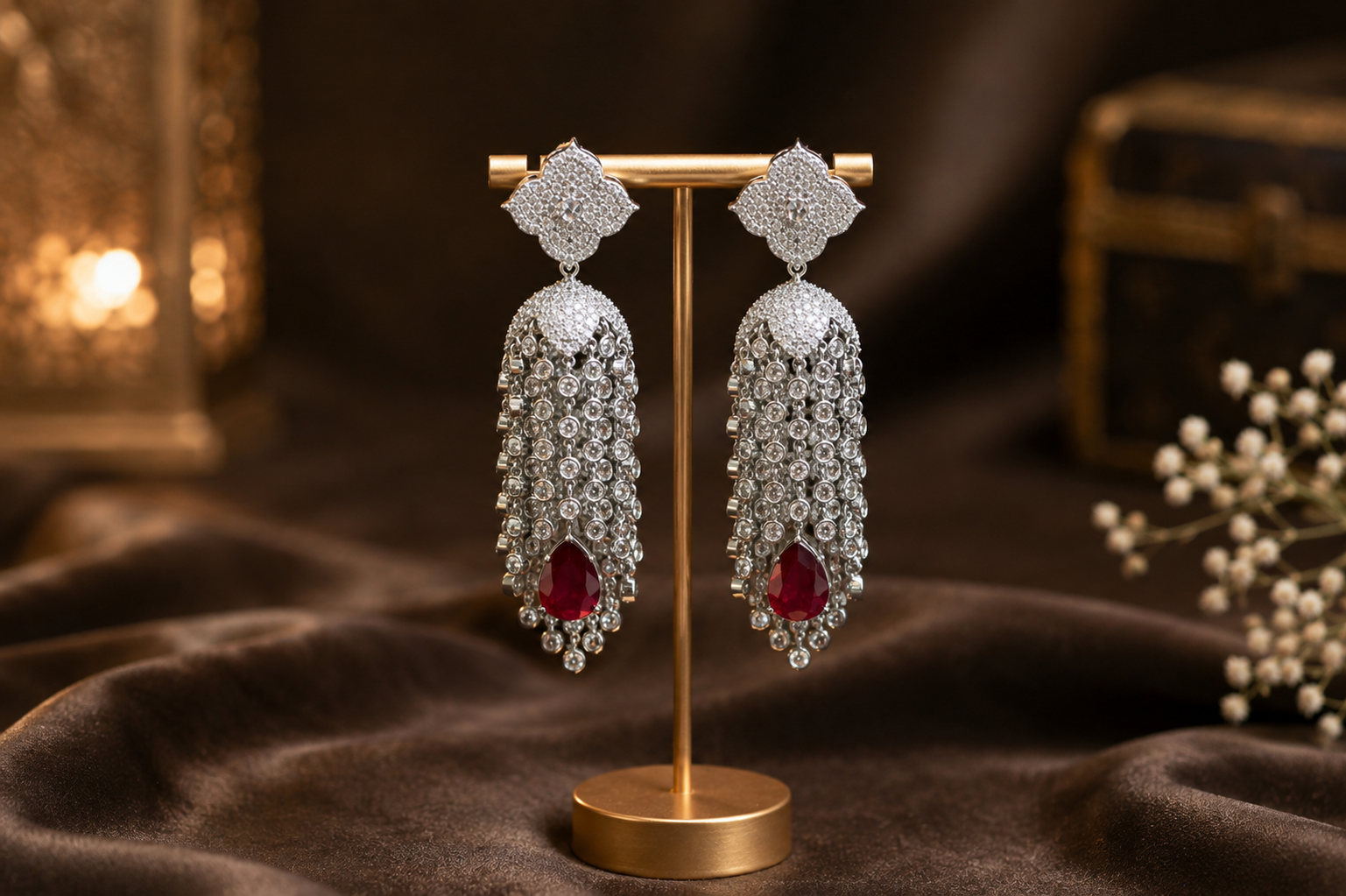 Kajal CZ Tassel Jhumka - Red