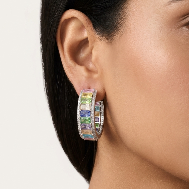 Milky Stones Multicolor Hoops