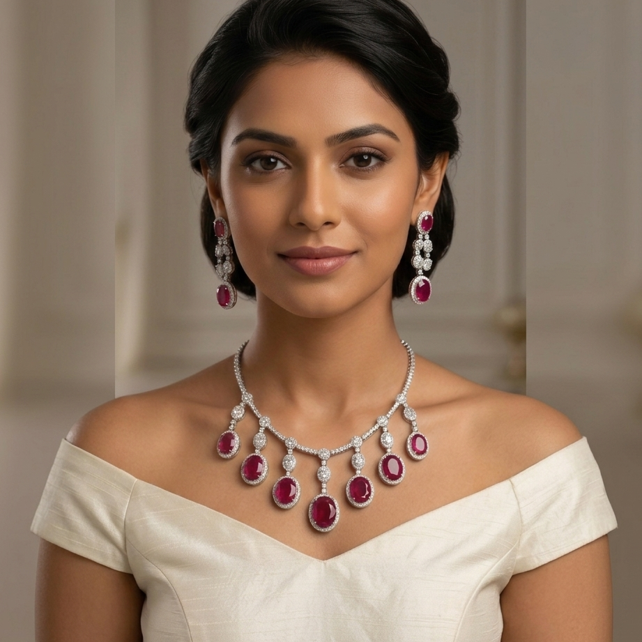 Lara Designer Micro CZ & Doublet Necklace Set