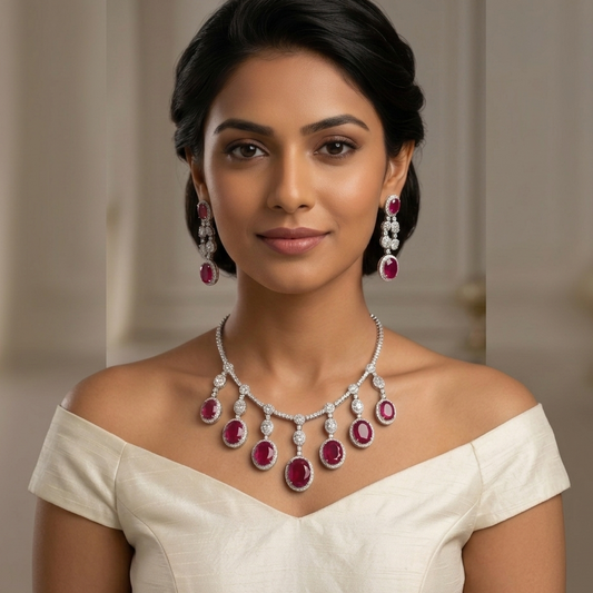 Lara Designer Micro CZ & Doublet Necklace Set