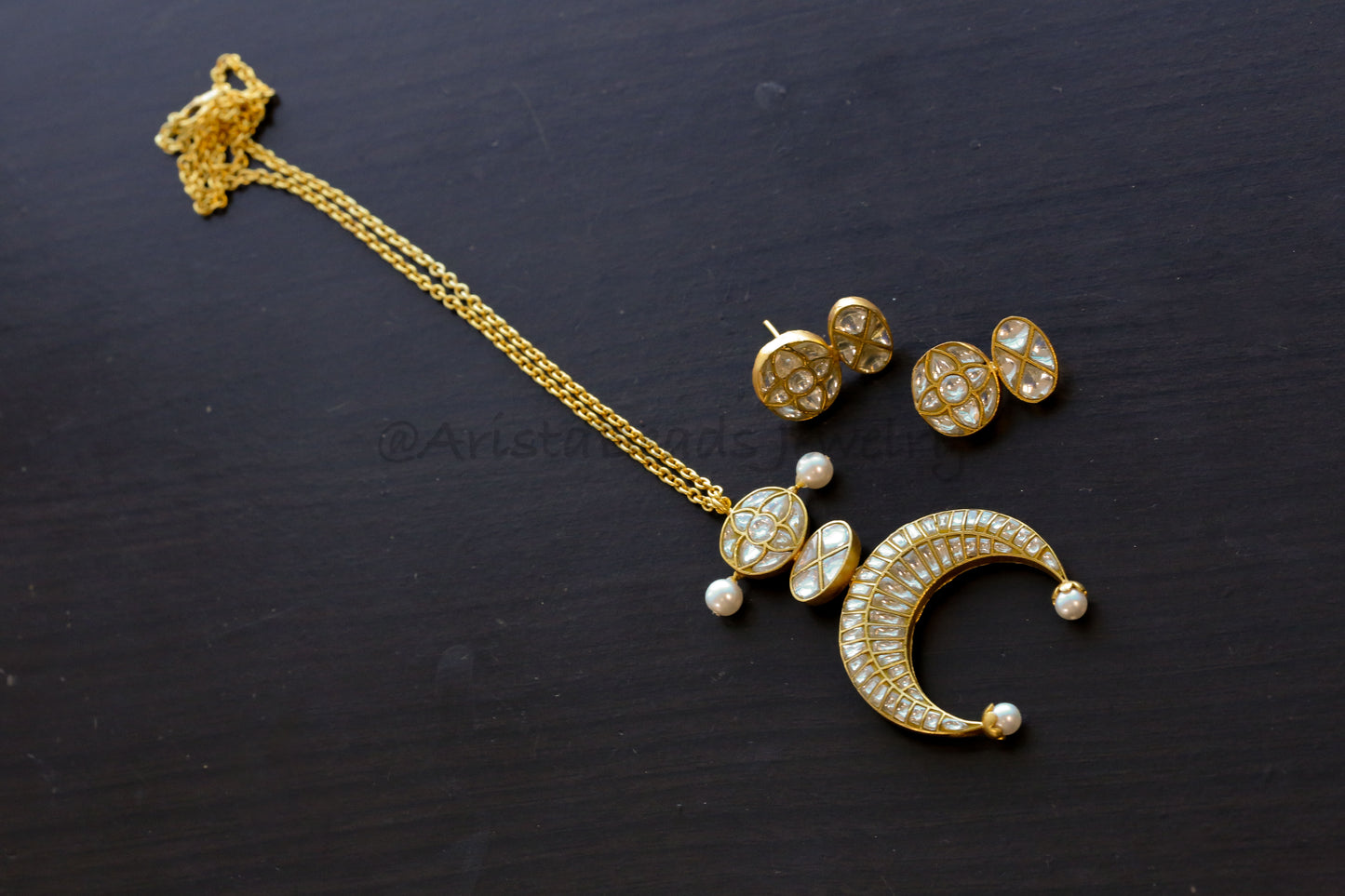 Chandini Fusion Jadau Necklace Set  (103-90) - Clear