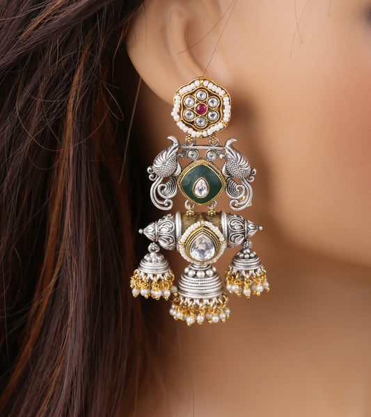 Dual Tone Fusion Jhumka (101-99) -Green