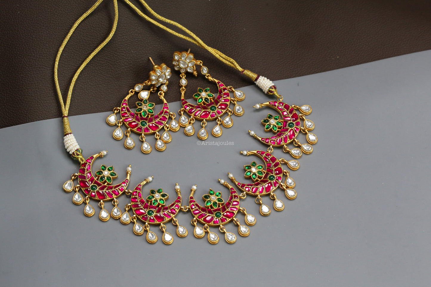Chandrika Premium Jadau Kundan Set - Ruby Green