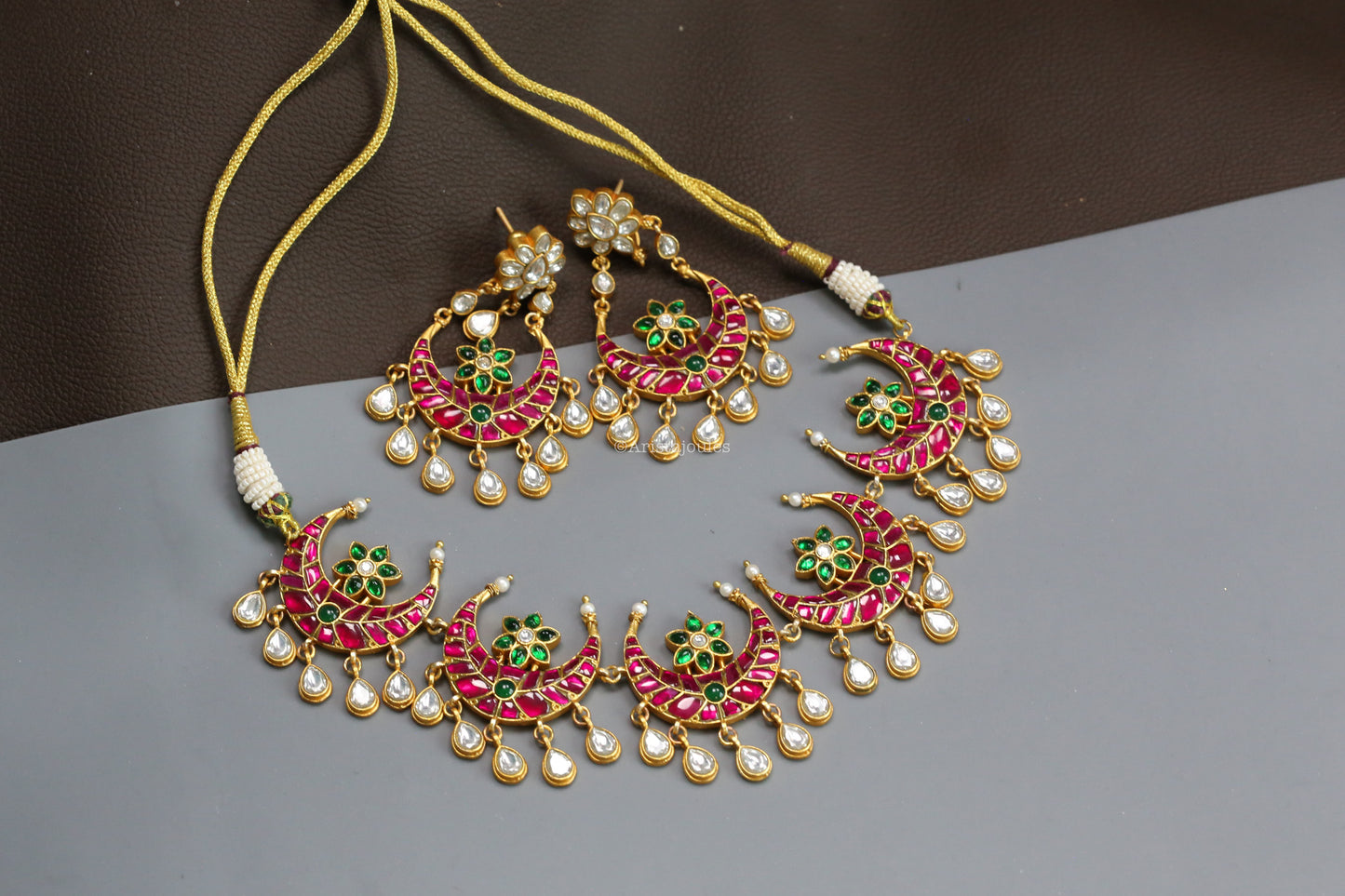 Chandrika Premium Jadau Kundan Set - Ruby Green