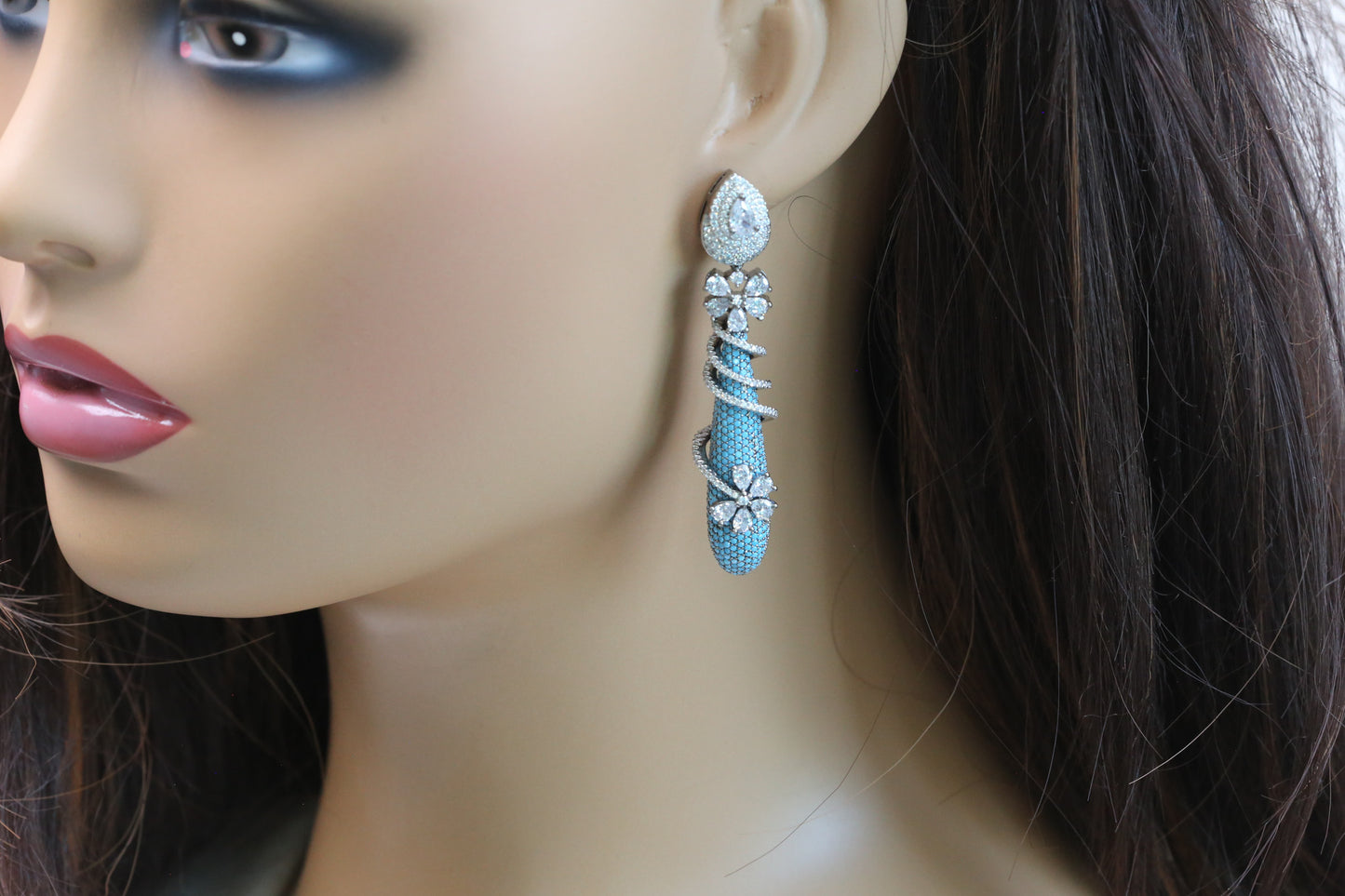 Pave Micro CZ Earrings - Turquoise