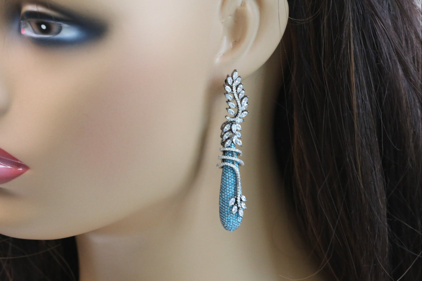 Pave Micro CZ Earrings - Turquoise (Style 2)