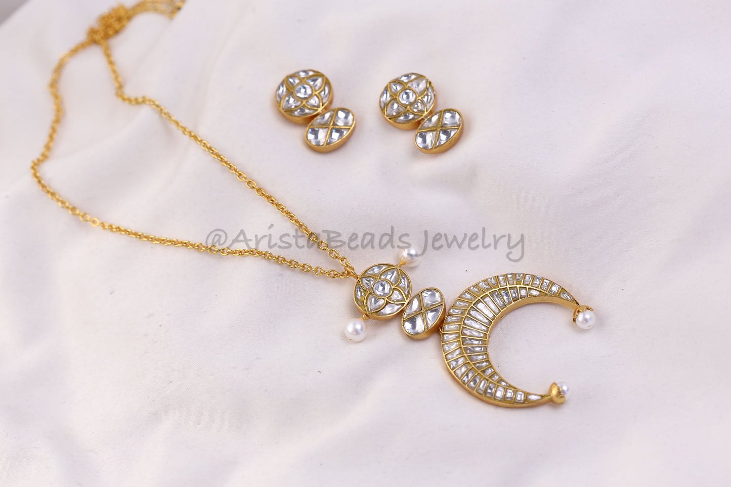 Chandini Fusion Jadau Necklace Set  (103-90) - Clear