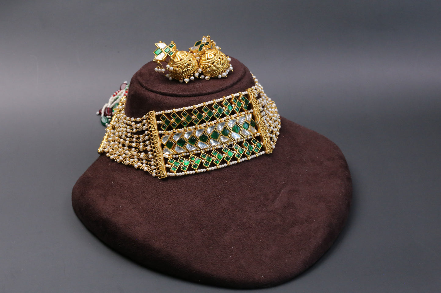 Henna Premium Jadau Choker Set - Real Pearls