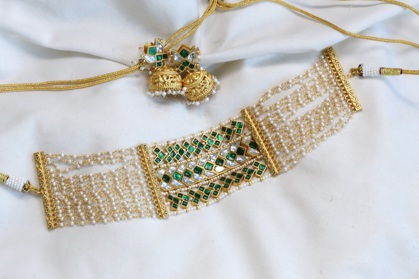 Henna Premium Jadau Choker Set - Real Pearls