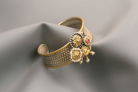 Adjustable 925 Sterling Silver Dual Tone Bangle