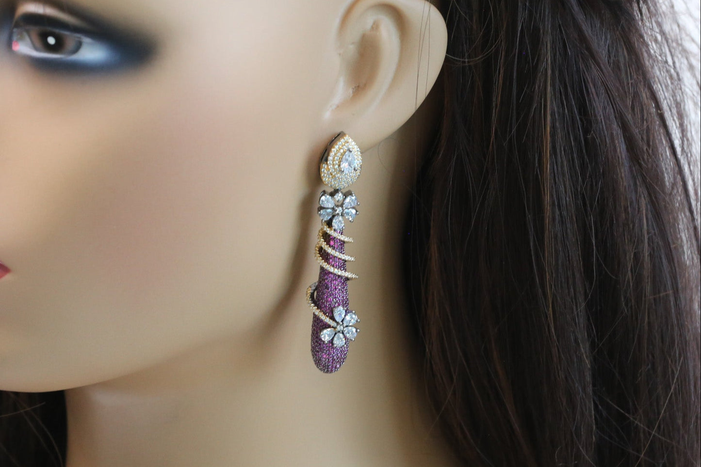 Pave Micro CZ Earrings - Ruby