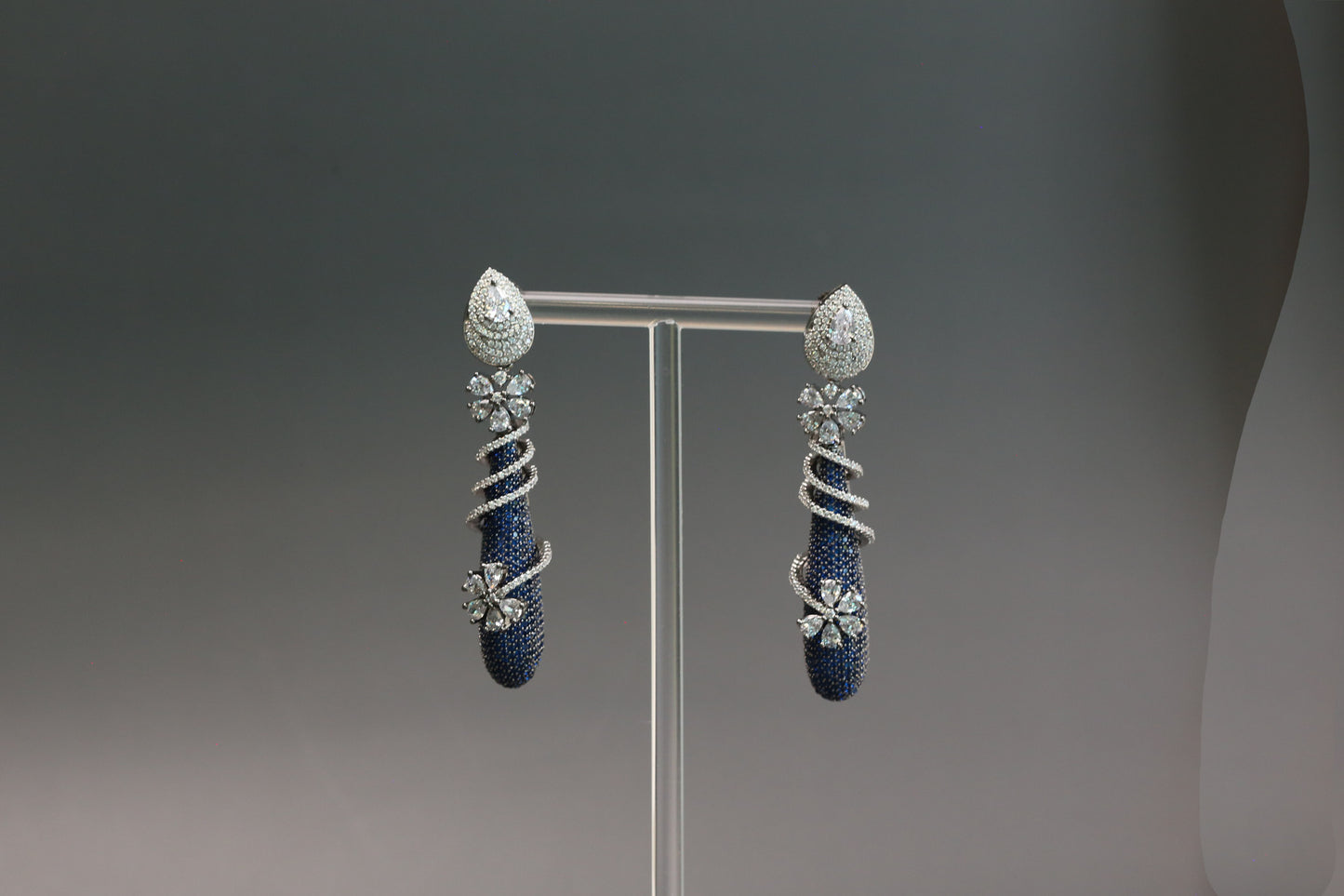 Pave Micro CZ Earrings - Blue