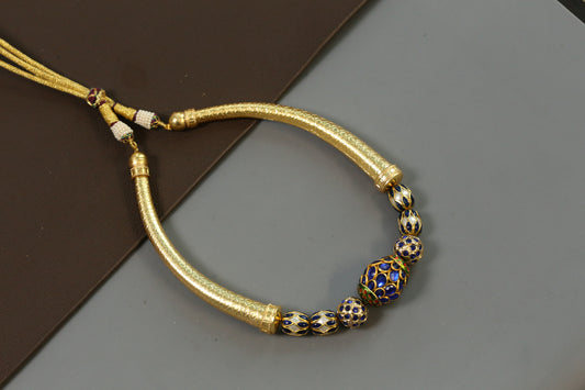 Jadai Work Hasli Kantha Necklace - Blue