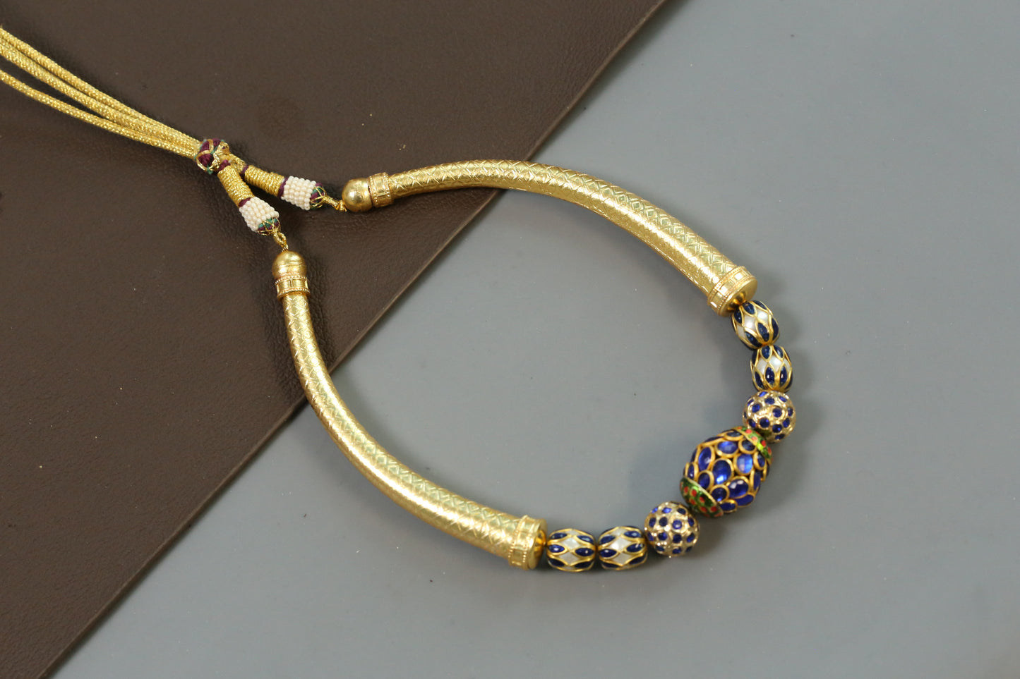 Jadai Work Hasli Kantha Necklace - Blue