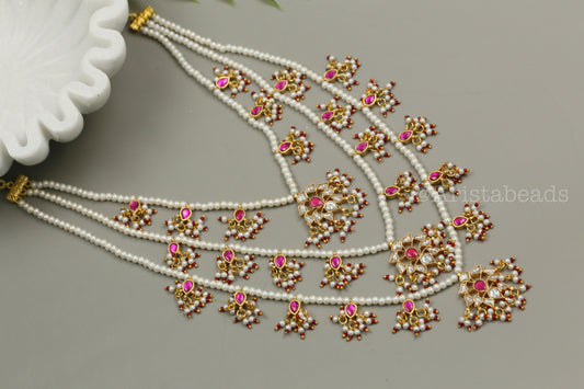 Niloufer Teen Lada Jadau Kundan Necklace (TL102-01) - Ruby