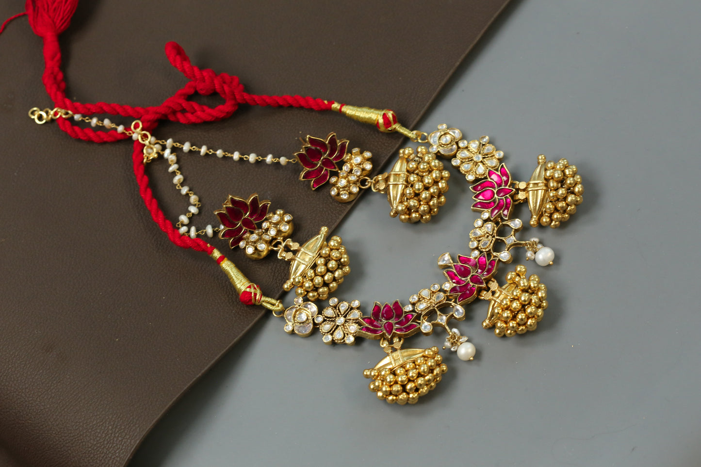 925 Sterling Silver Kundan Tabeez Necklace Set