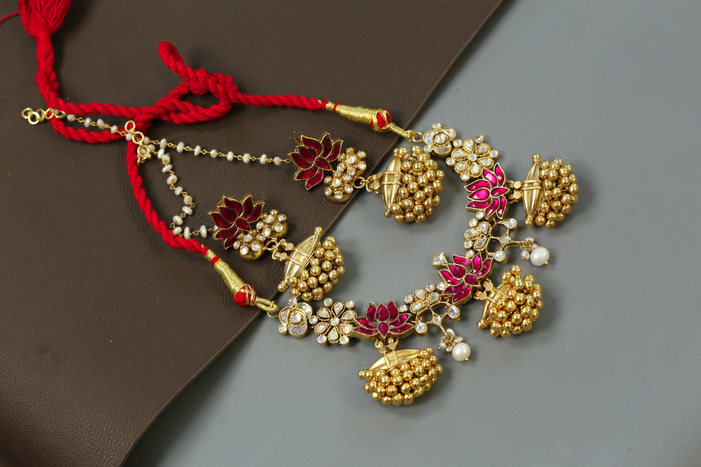 925 Sterling Silver Kundan Tabeez Necklace Set