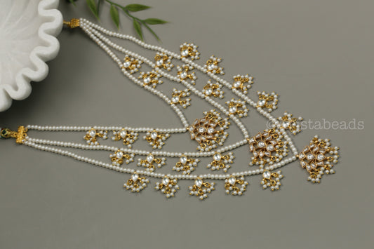 Niloufer Teen Lada Jadau Kundan Necklace (TL102-02) - Clear