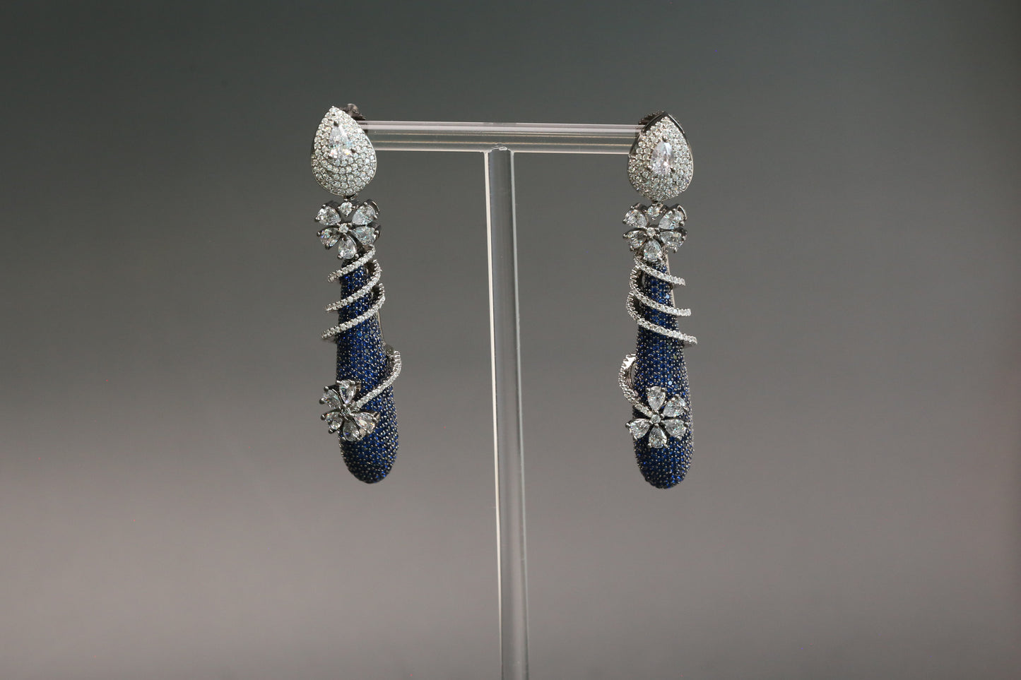 Pave Micro CZ Earrings - Blue