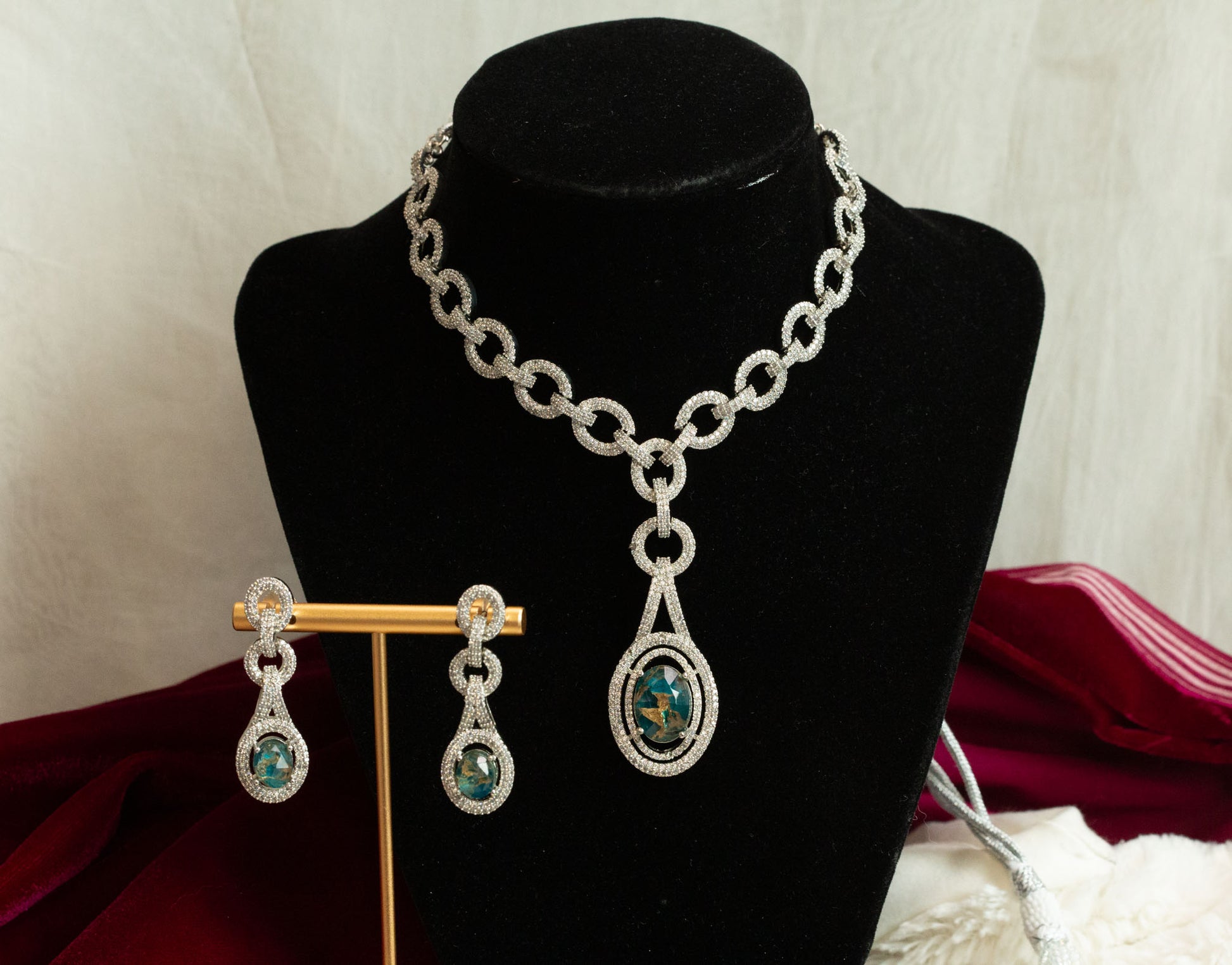 Noori Micro CZ & Mosiac Doublet Necklace Set