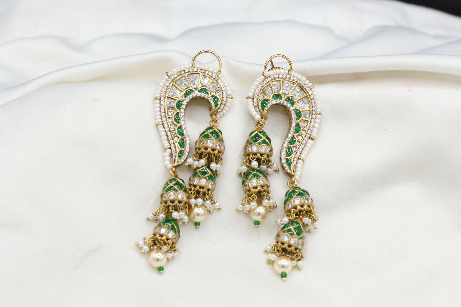 Tanvi Takkar Kundan Polki Kundan Jhumka - Green