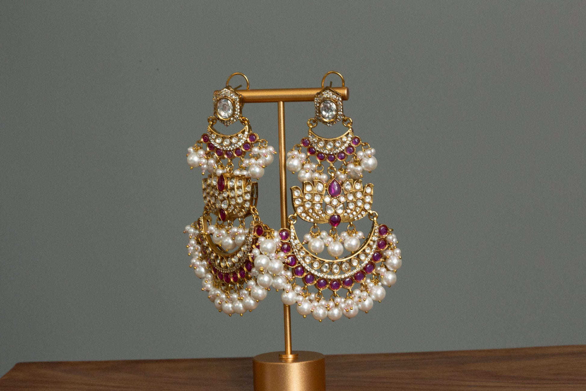 Alia Lotus Kundan Polki Earrings