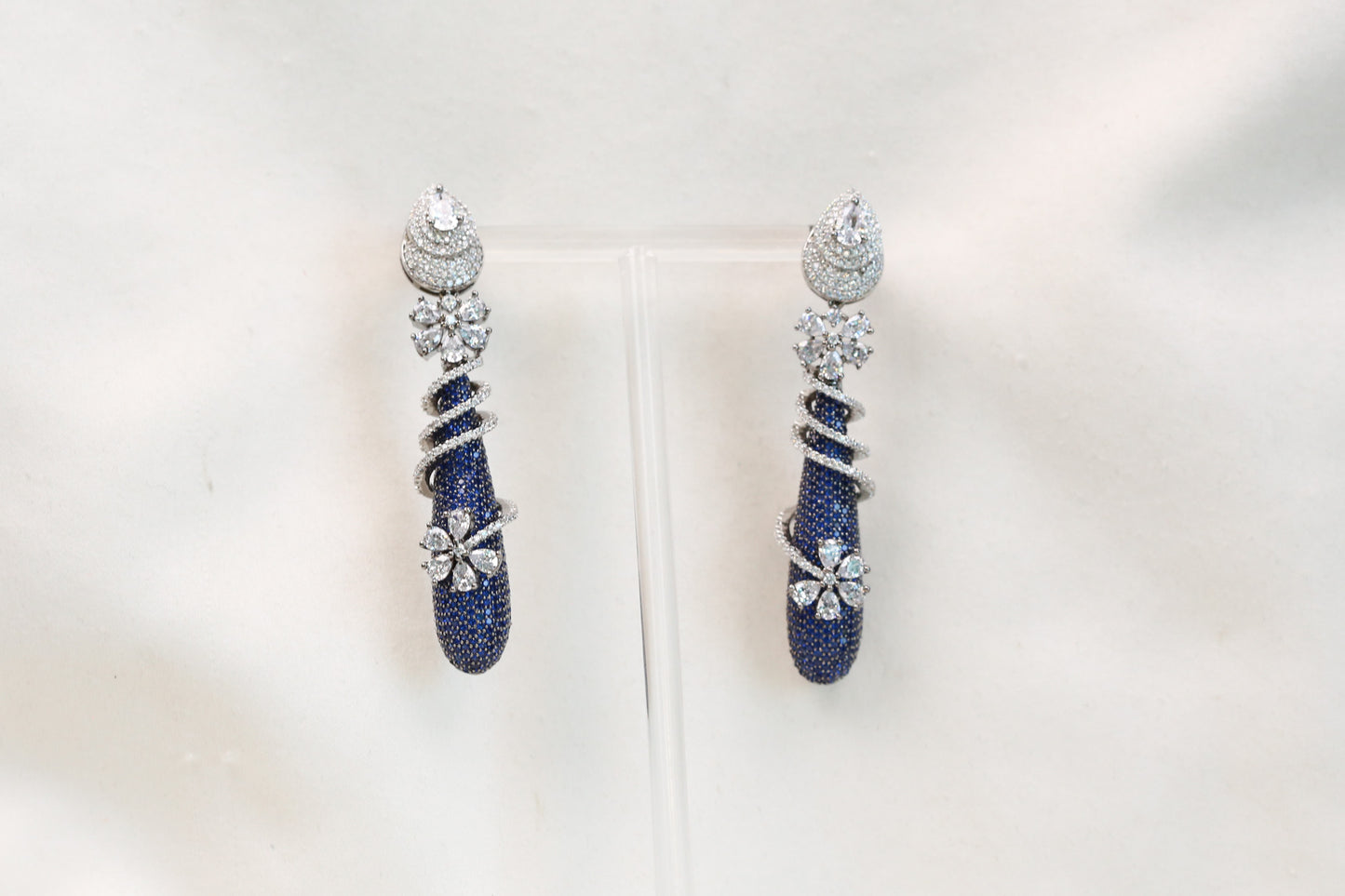Pave Micro CZ Earrings - Blue