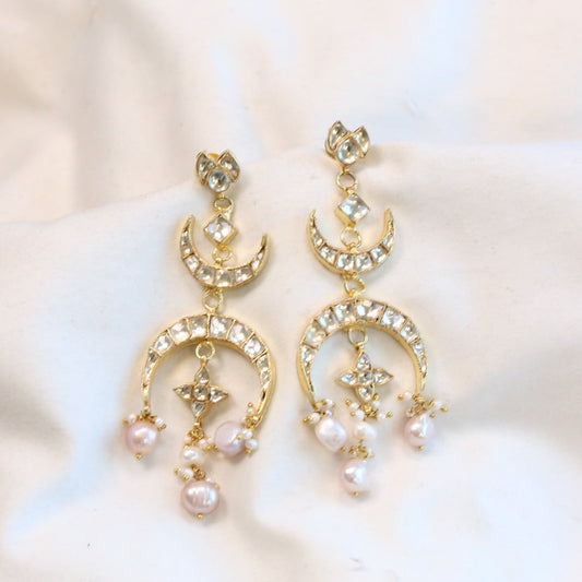 Taara Kundan Earrings - Real Pearl Drops