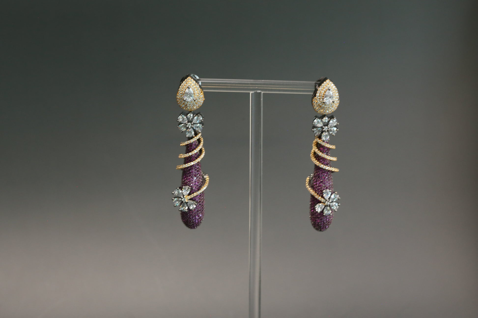 Pave Micro CZ Earrings - Ruby