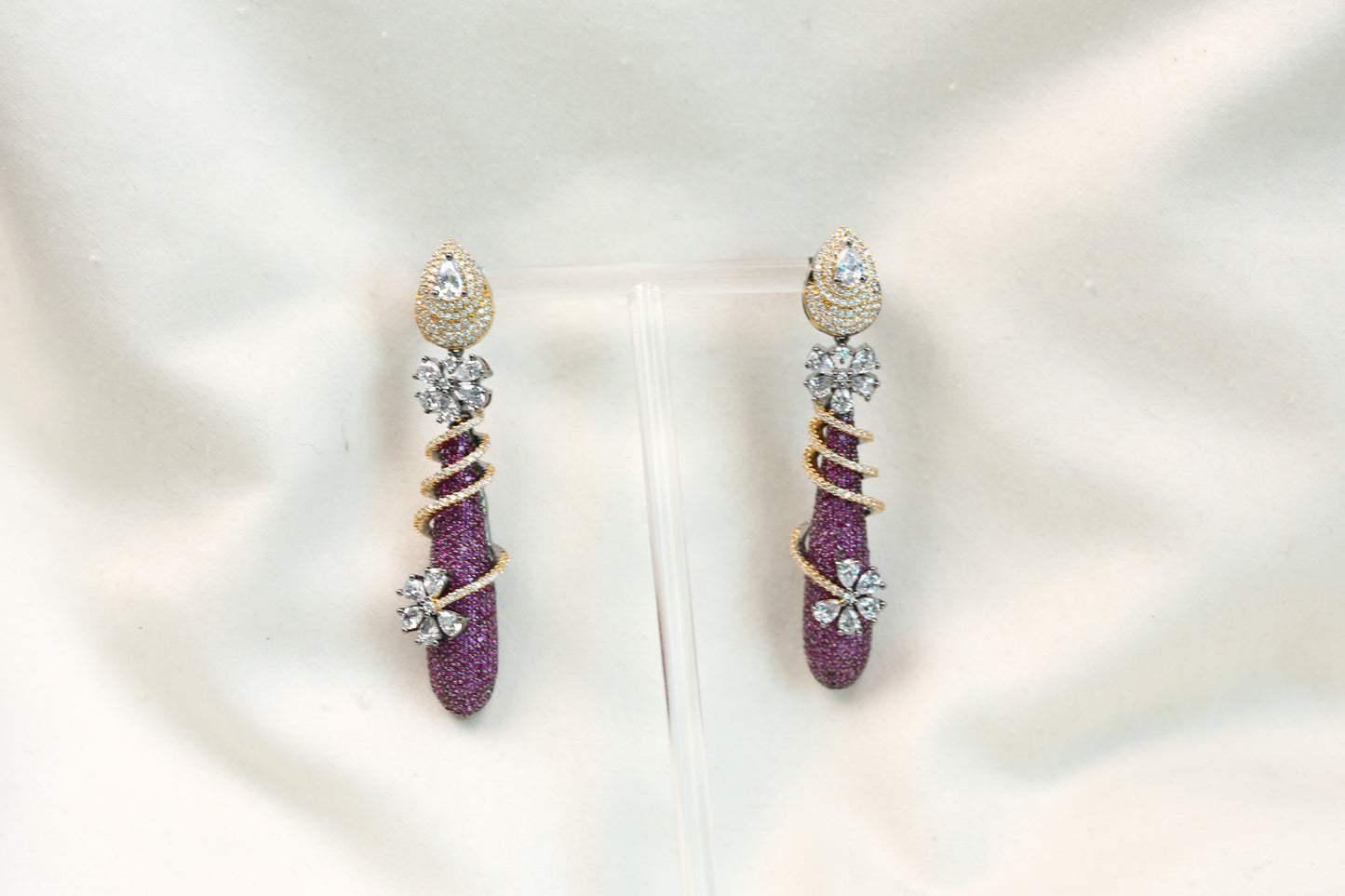 Pave Micro CZ Earrings - Ruby