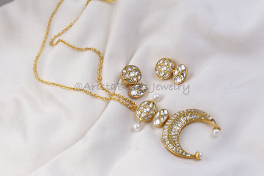 Chandini Fusion Jadau Necklace Set  (103-90) - Clear