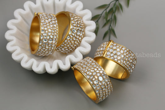 Designer Jadau Kundan Bangle Set (Openable)