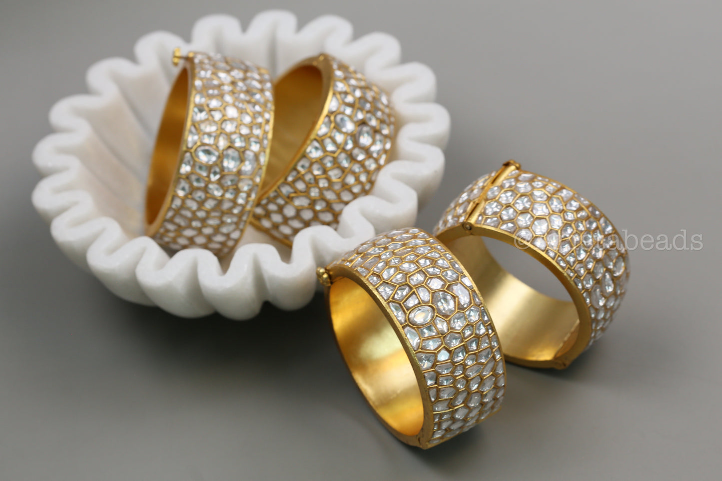Designer Jadau Kundan Bangle Set (Openable)