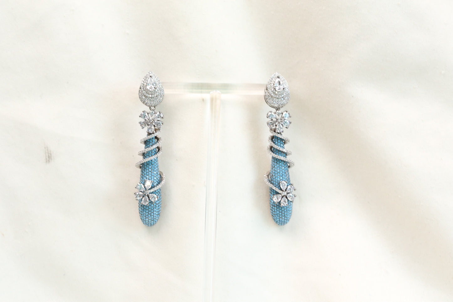 Pave Micro CZ Earrings - Turquoise