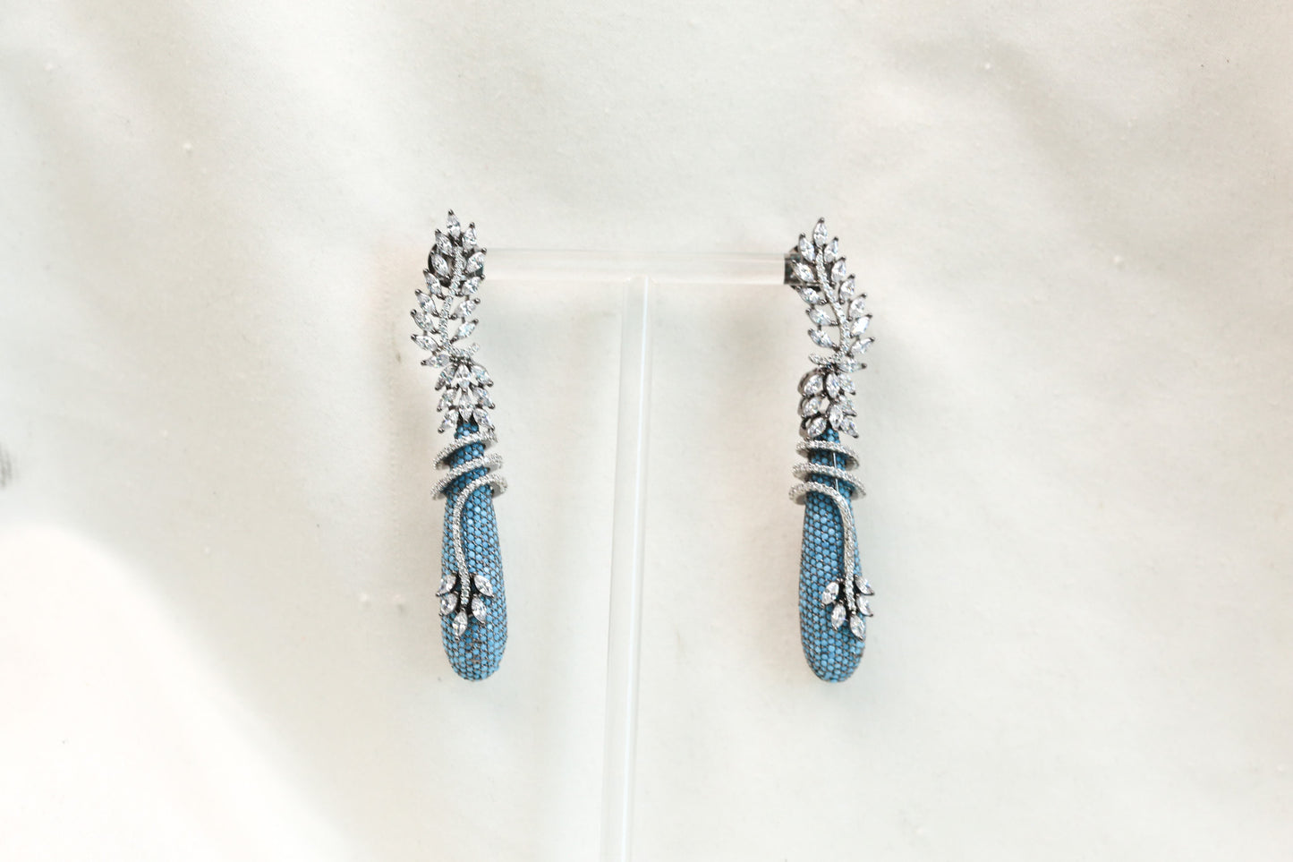 Pave Micro CZ Earrings - Turquoise (Style 2)