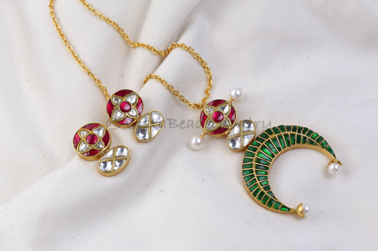 Chandini Fusion Jadau Necklace Set  (103-87) - Green