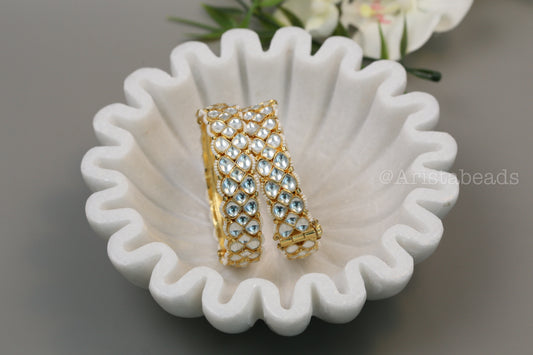 Openable Pachi Kundan Bangle Set (Clear)