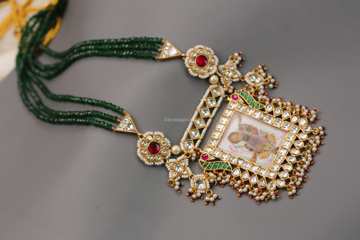 Srinathji Pichwai Painting Kundan Necklace