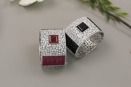 CZ & Crystal Beads Bangle Bracelet (Openable)