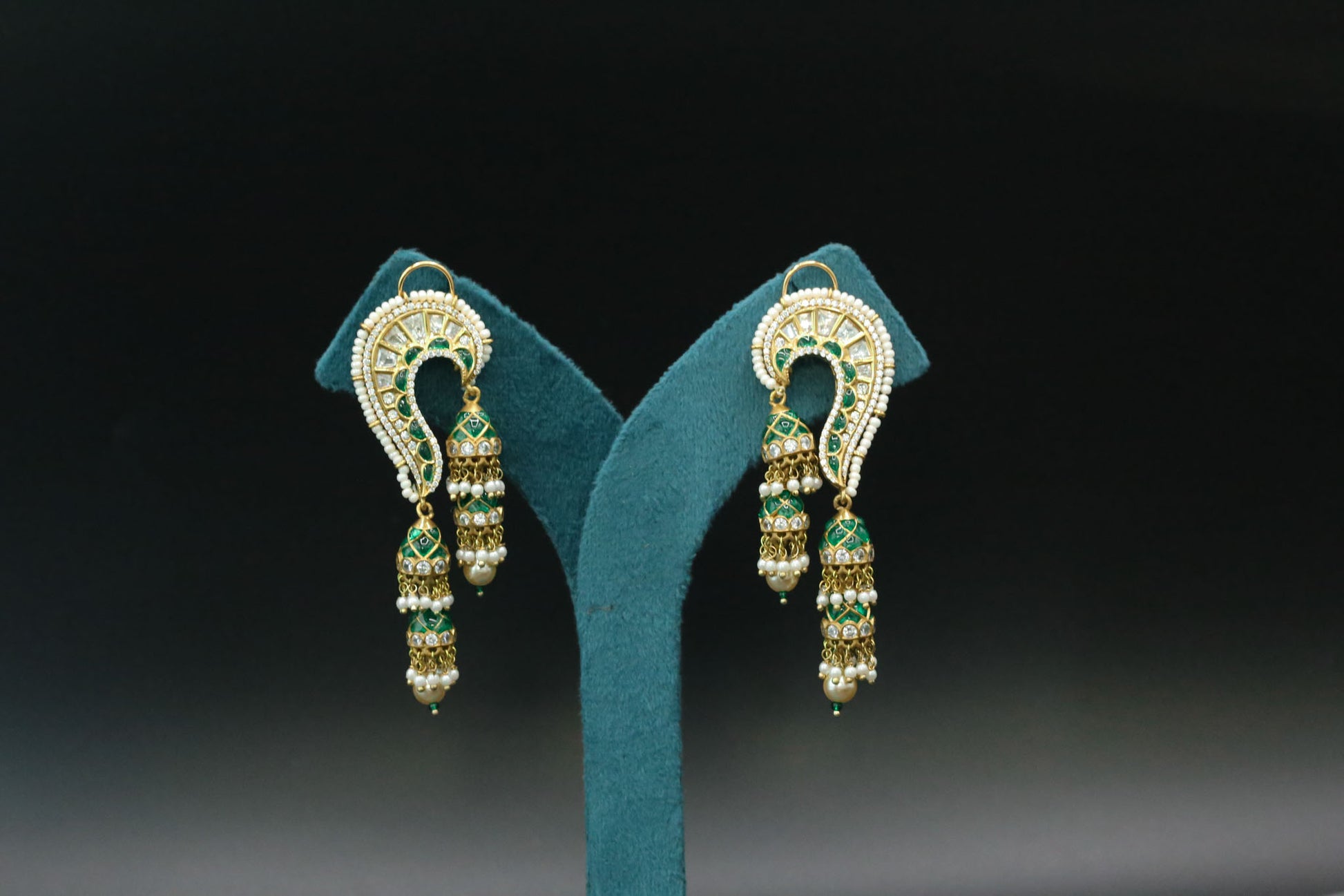 Tanvi Takkar Kundan Polki Kundan Jhumka - Green