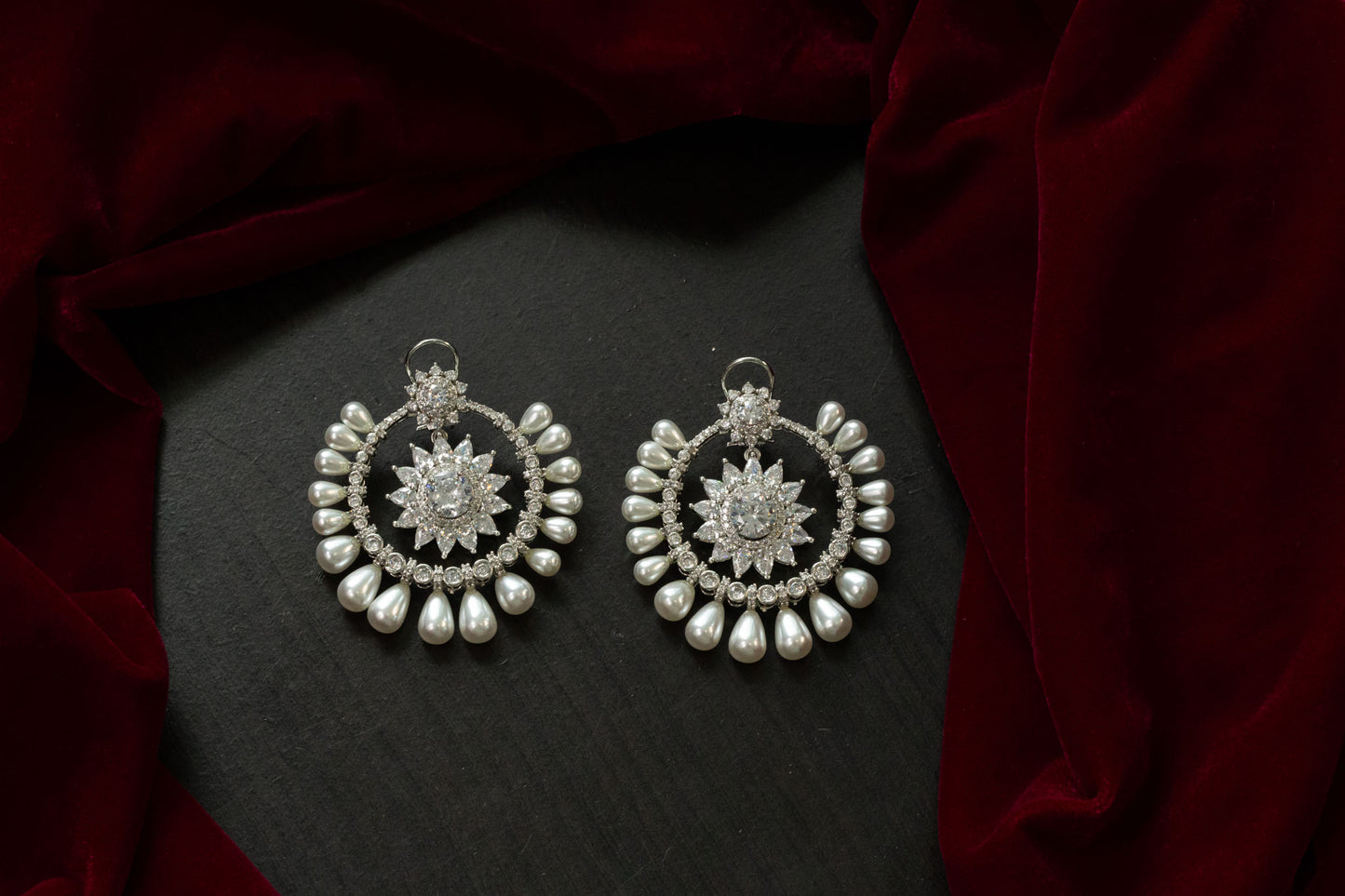 Neeta Austrian Crystals Pearl Chandbaali